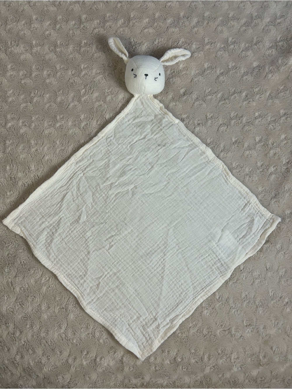 H&M Bunny Rabbit Lovey Security Blanket Cream Off White Muslin Cotton